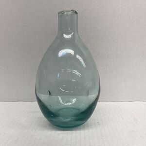 Clear Blue Tint Recycled Glass Vase 7 Inches Tall Decor Flowers Handcrafted